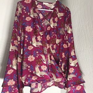 Magenta Crane Business Blouse